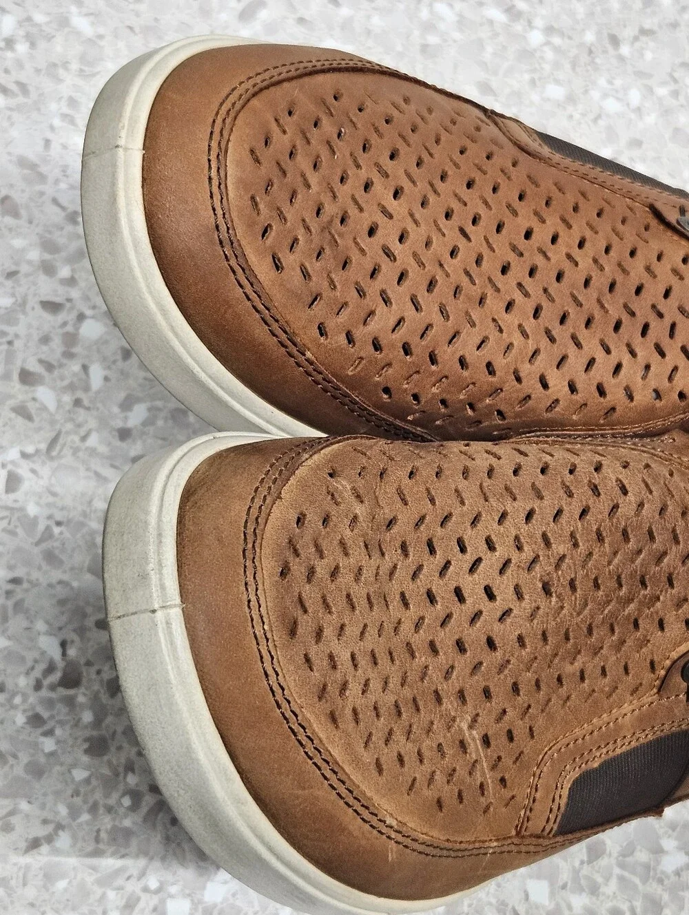 ECCO 1963 Collin Perforated Leather Slip On Shoes Mens Size: 10 Brown Comfort - Picture 7 of 14